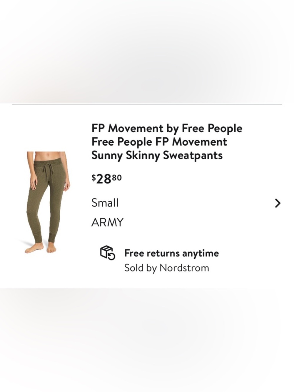 Free People Sunny Skinny Sweatpants in Army Green